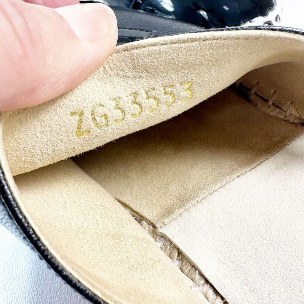 CHANEL Black Leather Mules Espadrille CC Logo Size 39 US 8.5 Lambskin Flat Slide - Picture 10 of 12